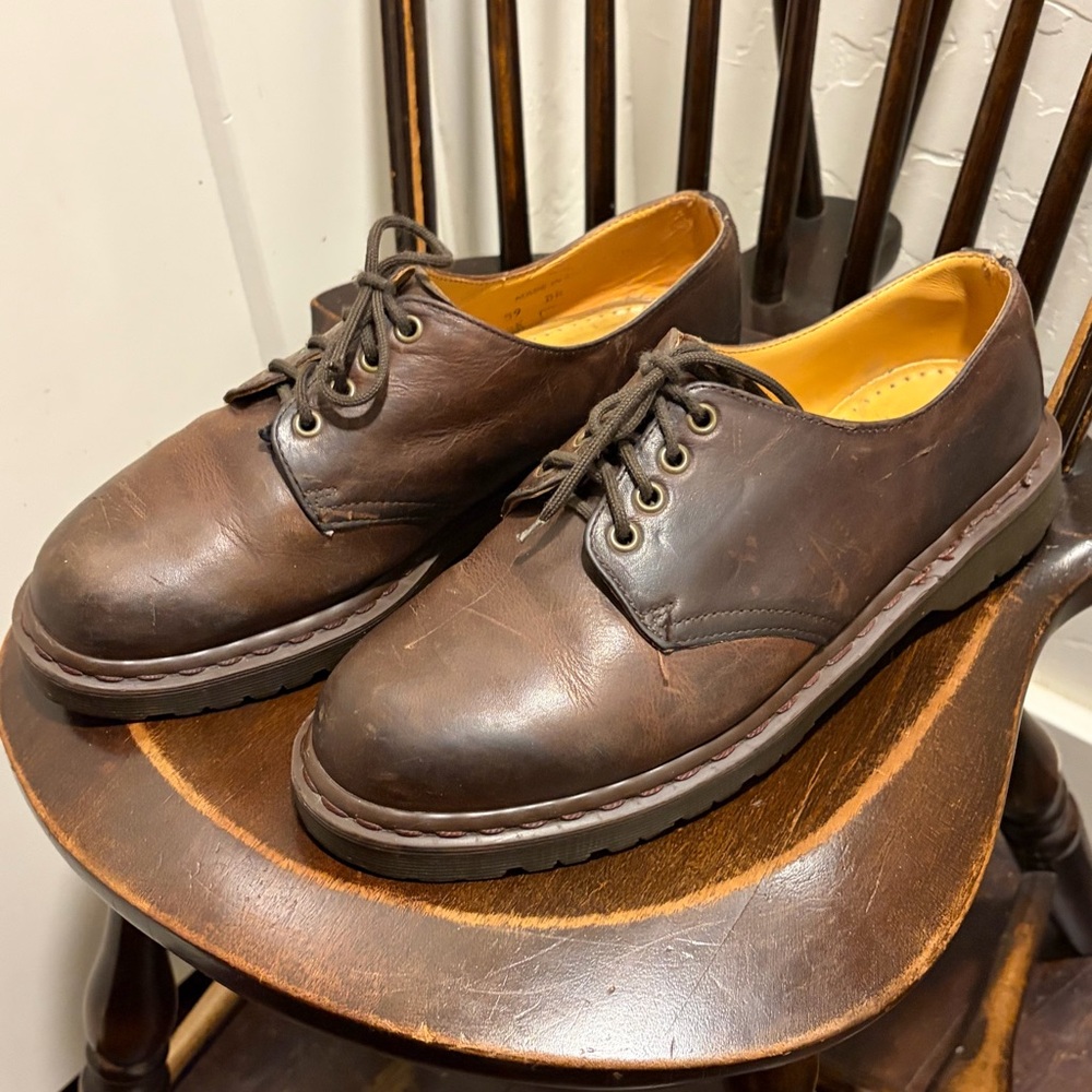 Vintage Doc Martens 1561 Brown Leather Oxford Shoes Made In England Men9UK 10US